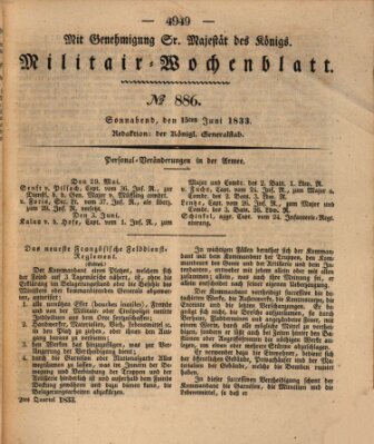 Militär-Wochenblatt Samstag 15. Juni 1833