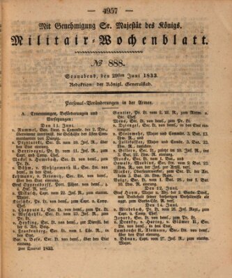 Militär-Wochenblatt Samstag 29. Juni 1833