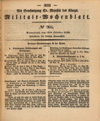 Militär-Wochenblatt Samstag 19. Oktober 1833