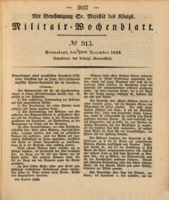 Militär-Wochenblatt Samstag 21. Dezember 1833