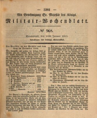 Militär-Wochenblatt Samstag 10. Januar 1835