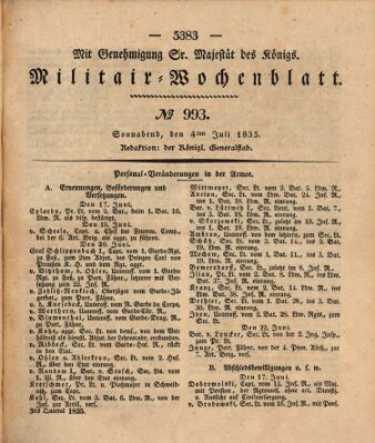 Militär-Wochenblatt Samstag 4. Juli 1835