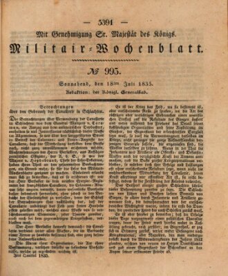 Militär-Wochenblatt Samstag 18. Juli 1835