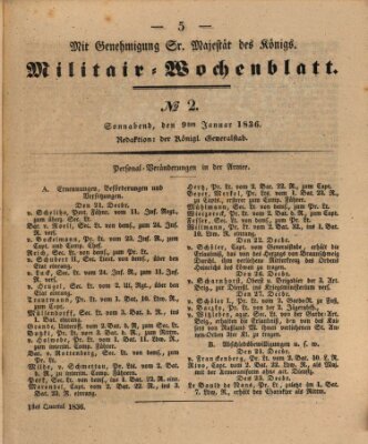 Militär-Wochenblatt Samstag 9. Januar 1836