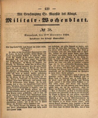 Militär-Wochenblatt Samstag 17. September 1836