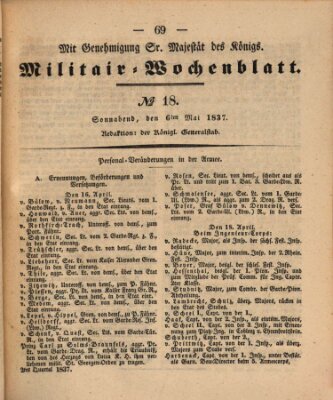 Militär-Wochenblatt Samstag 6. Mai 1837