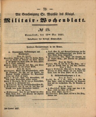 Militär-Wochenblatt Samstag 13. Mai 1837