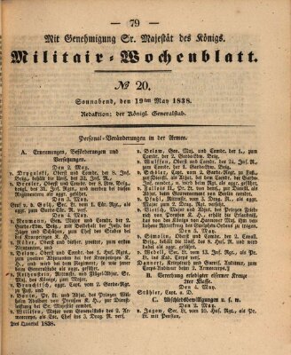 Militär-Wochenblatt Samstag 19. Mai 1838