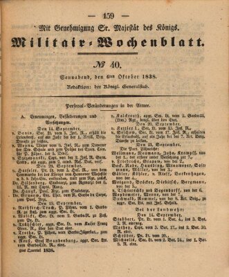 Militär-Wochenblatt Samstag 6. Oktober 1838