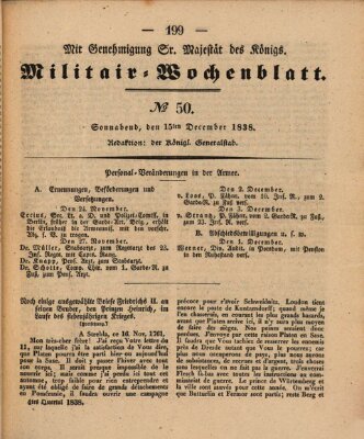 Militär-Wochenblatt Samstag 15. Dezember 1838