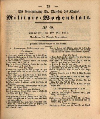 Militär-Wochenblatt Samstag 1. Mai 1841