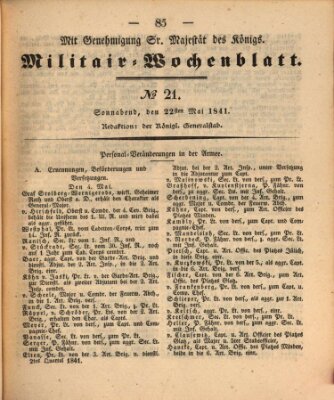 Militär-Wochenblatt Samstag 22. Mai 1841