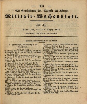 Militär-Wochenblatt Samstag 14. August 1841