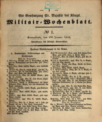 Militär-Wochenblatt Saturday 1. January 1842