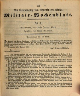 Militär-Wochenblatt Samstag 22. Januar 1842