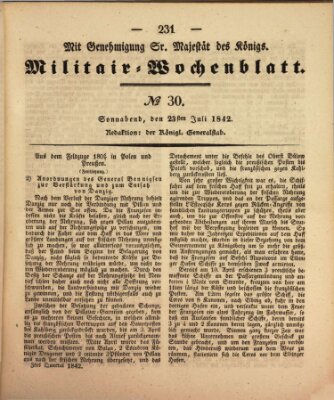 Militär-Wochenblatt Samstag 23. Juli 1842