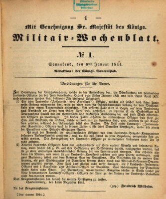 Militär-Wochenblatt Samstag 6. Januar 1844