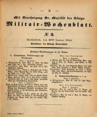 Militär-Wochenblatt Samstag 20. Januar 1844