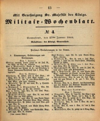 Militär-Wochenblatt Samstag 27. Januar 1844