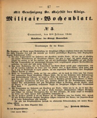 Militär-Wochenblatt Samstag 3. Februar 1844