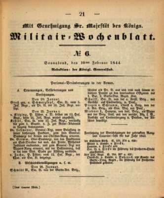 Militär-Wochenblatt Samstag 10. Februar 1844