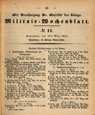 Militär-Wochenblatt Samstag 16. März 1844