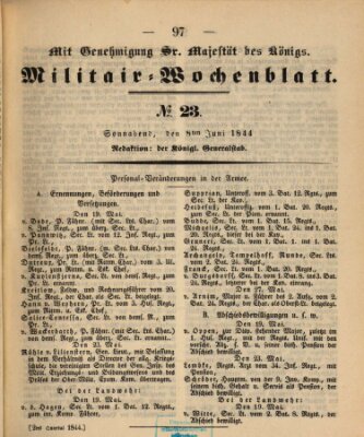 Militär-Wochenblatt Samstag 8. Juni 1844