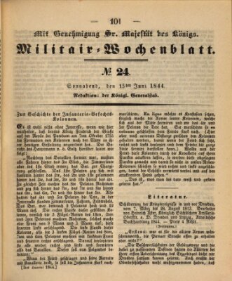 Militär-Wochenblatt Samstag 15. Juni 1844