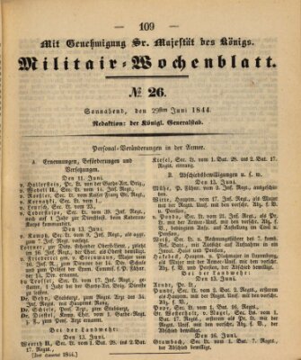 Militär-Wochenblatt Samstag 29. Juni 1844