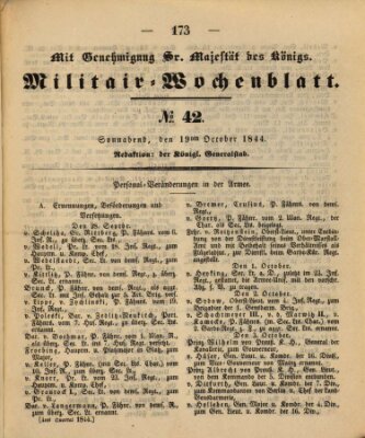 Militär-Wochenblatt Samstag 19. Oktober 1844