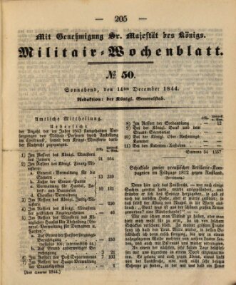 Militär-Wochenblatt Samstag 14. Dezember 1844