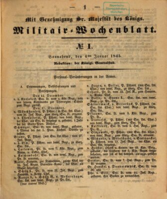 Militär-Wochenblatt Samstag 4. Januar 1845