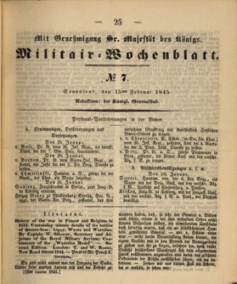 Militär-Wochenblatt Samstag 15. Februar 1845