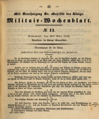 Militär-Wochenblatt Samstag 15. März 1845