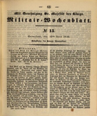 Militär-Wochenblatt Samstag 12. April 1845