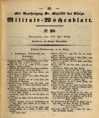 Militär-Wochenblatt Samstag 17. Mai 1845