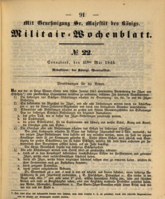 Militär-Wochenblatt Samstag 31. Mai 1845