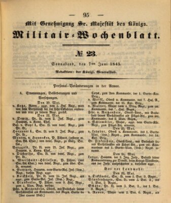 Militär-Wochenblatt Samstag 7. Juni 1845