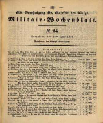 Militär-Wochenblatt Samstag 14. Juni 1845