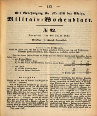 Militär-Wochenblatt Samstag 9. August 1845