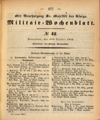 Militär-Wochenblatt Samstag 18. Oktober 1845