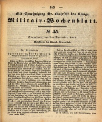 Militär-Wochenblatt Samstag 8. November 1845