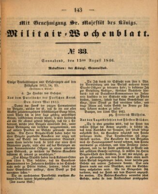 Militär-Wochenblatt Samstag 15. August 1846