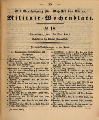 Militär-Wochenblatt Samstag 1. Mai 1847