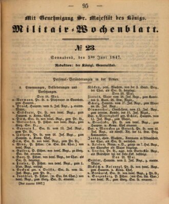Militär-Wochenblatt Samstag 5. Juni 1847