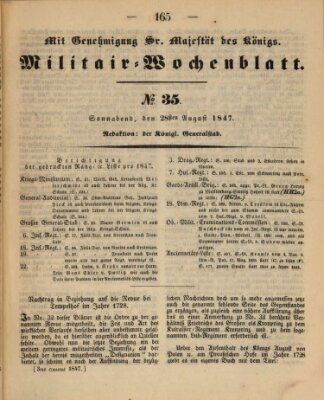 Militär-Wochenblatt Samstag 28. August 1847