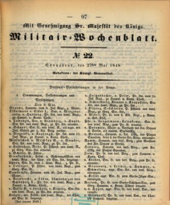 Militär-Wochenblatt Samstag 27. Mai 1848