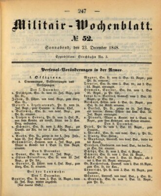 Militär-Wochenblatt Samstag 23. Dezember 1848