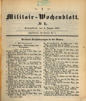 Militär-Wochenblatt Samstag 6. Januar 1849