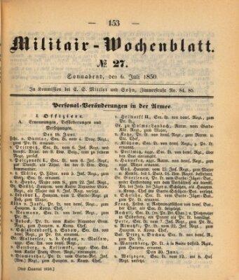 Militär-Wochenblatt Samstag 6. Juli 1850